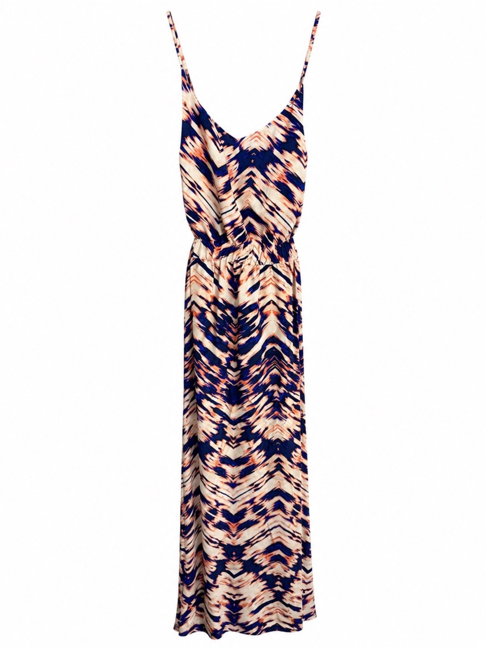 Parker 100% Silk Maxi Dress Medium Boho Tribal Chevron Sleeveless Resort